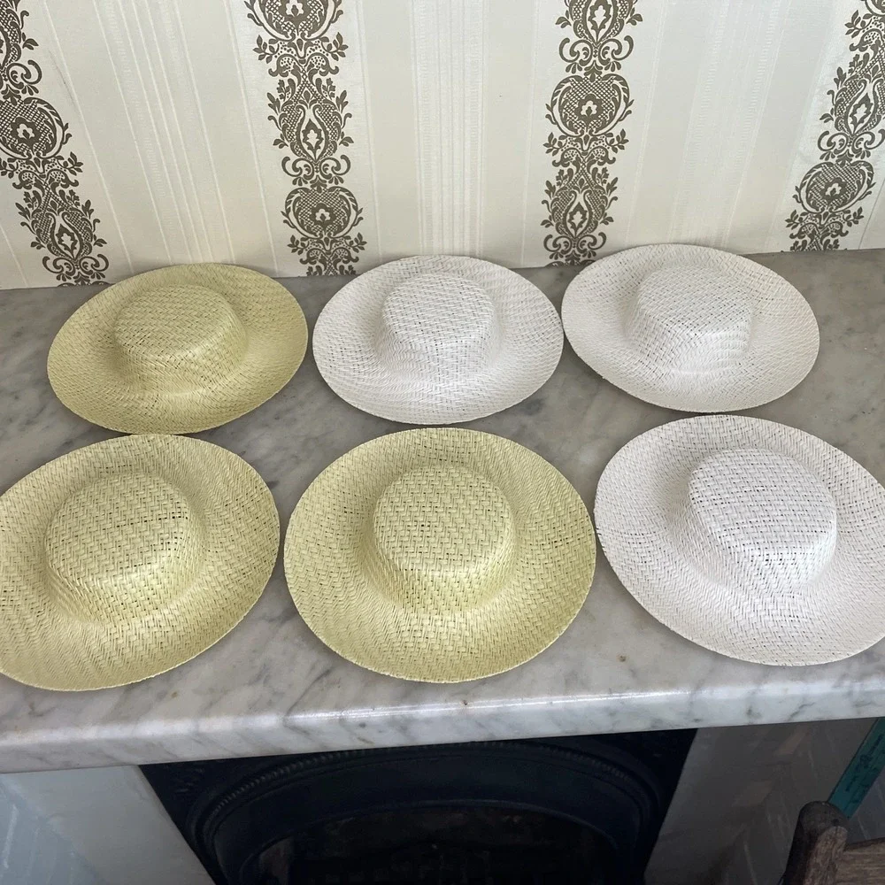 6 NEW Vintage Straw Woven Doll Hats Crafts | 5 3/4